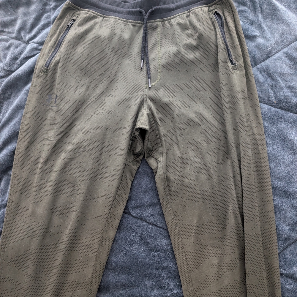 Under Armour LG Olive Green Performance Joggers with Zip Pockets